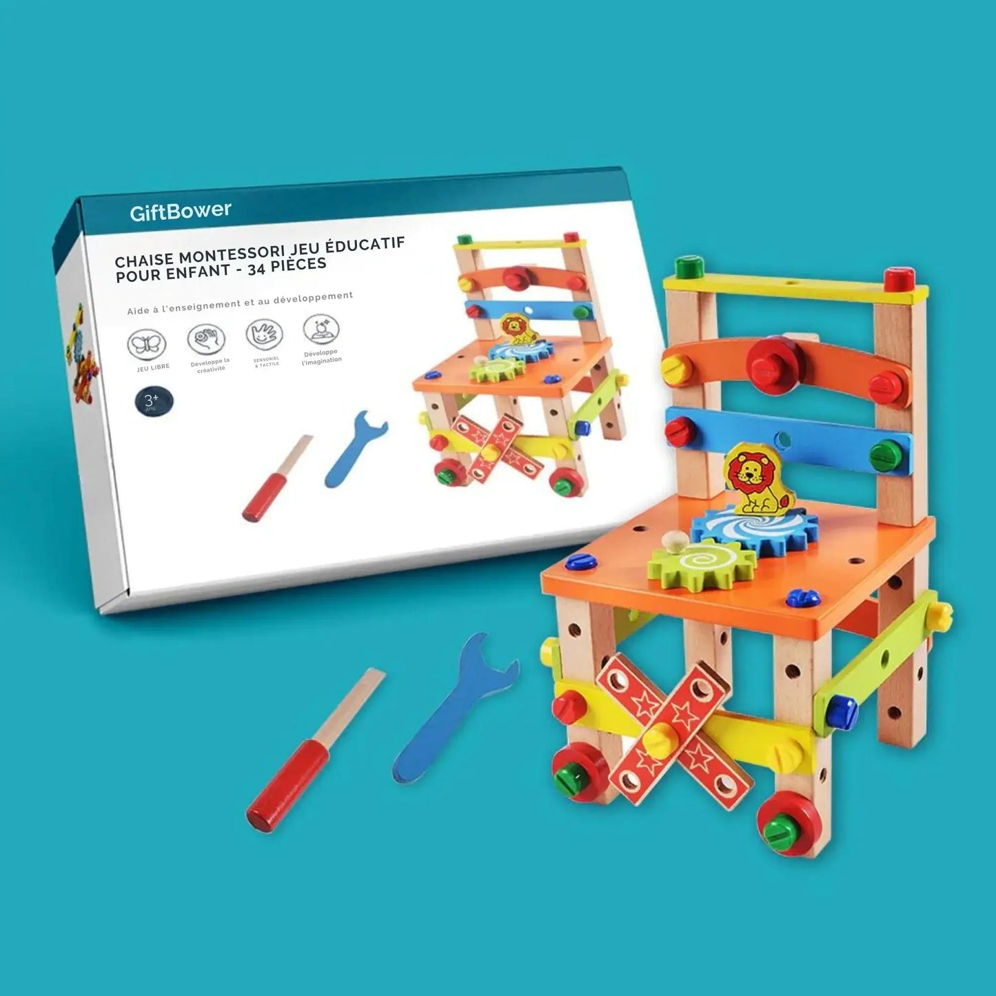 Chaise Montessori Discover the World of DIY with the "BricoKid" Montessori Chair - Awakening, Creativity, and Learning for Young Builders!Imagination and dexterity lie at the heart of play with our "BricoKid" Montessori Chair. This educational game, desig