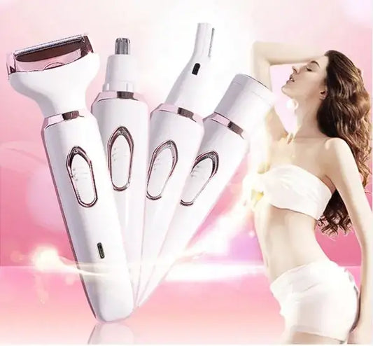 4-in-1 Electric Women’s Epilator USB Material: ABS PlasticSize: 13.8 x 2.5 cm (Product), 23 x 13 x 3.5 cm (Package)Power: USB, 5V 1A, 3WCleaning: Whole body washablePackage Includes:1 Epilator (1 host, 1 shaver, 1 eyebrow trimmer, 1 nose hair trimmer, 1 U