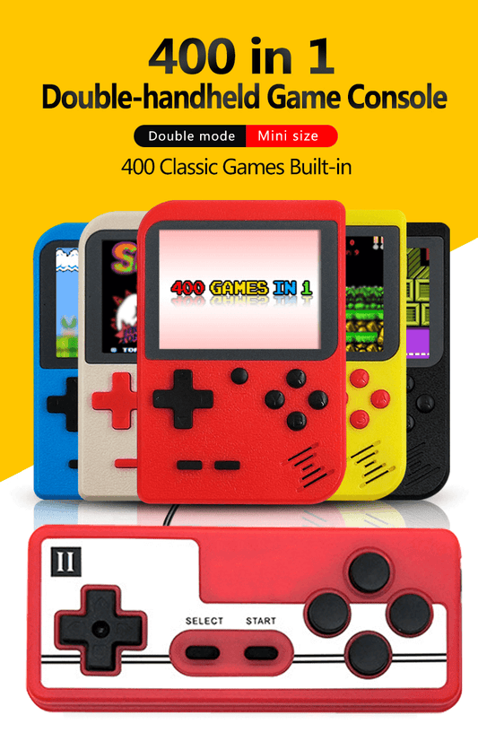 Retro Handheld Console - 400 Games, TV Compatible Enjoy 400 classic games on the Retro Handheld Console. Perfect for home or travel, includes dual-player mode for gaming fun with friends or family. $17.50 Kind Nest