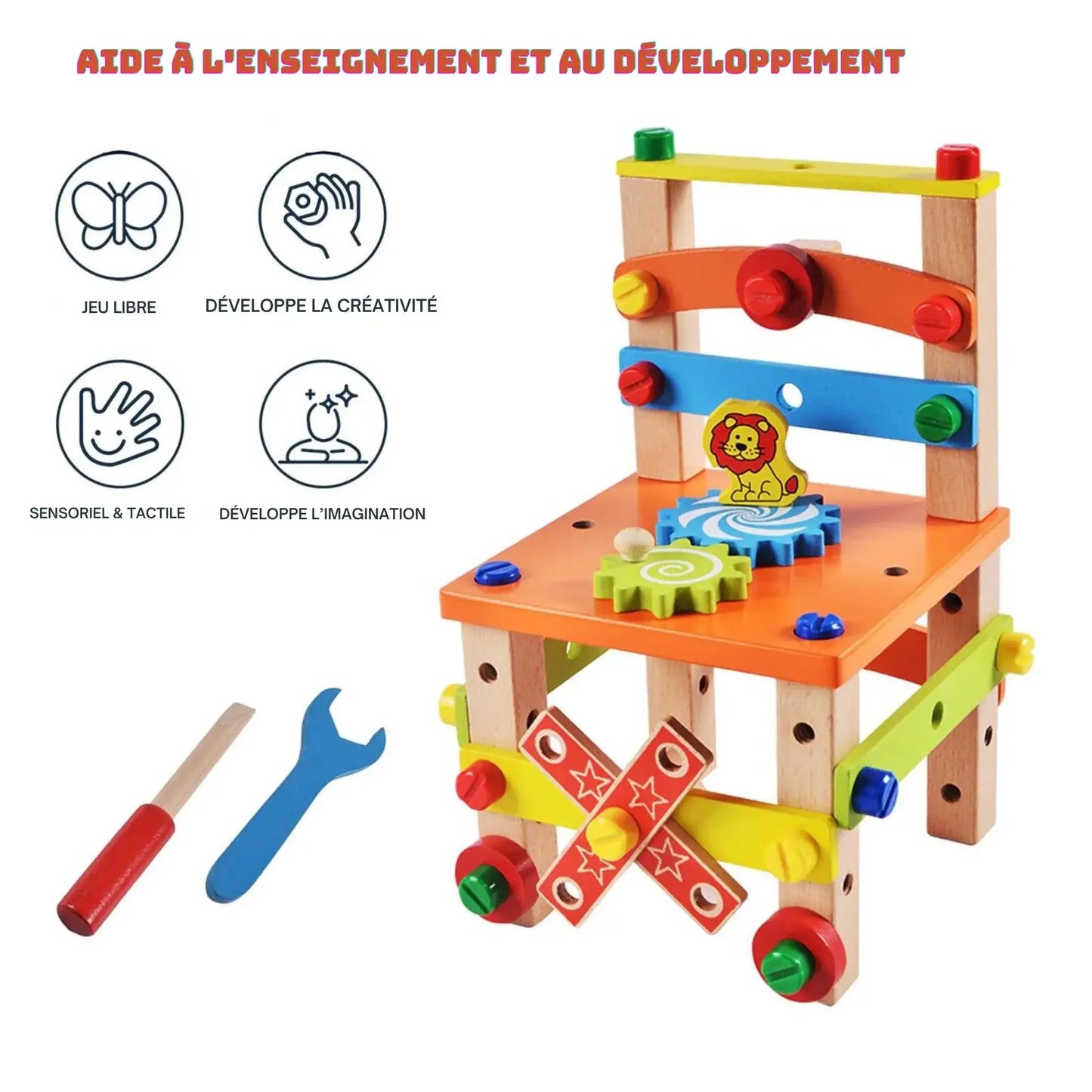 Chaise Montessori Discover the World of DIY with the "BricoKid" Montessori Chair - Awakening, Creativity, and Learning for Young Builders!Imagination and dexterity lie at the heart of play with our "BricoKid" Montessori Chair. This educational game, desig