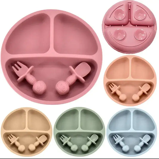 Baby Silicone Plate Set 👶 Baby Silicone Plate Set: Mealtime Made Safe and SimpleDescription:Material Science: Crafted from 100% FDA-approved food-grade silicone. Free from BPA, phthalates, and PVC, ensuring your baby's safety. Cleaning Tips: Clean the pr