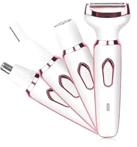 4-in-1 Electric Women’s Epilator USB Material: ABS PlasticSize: 13.8 x 2.5 cm (Product), 23 x 13 x 3.5 cm (Package)Power: USB, 5V 1A, 3WCleaning: Whole body washablePackage Includes:1 Epilator (1 host, 1 shaver, 1 eyebrow trimmer, 1 nose hair trimmer, 1 U